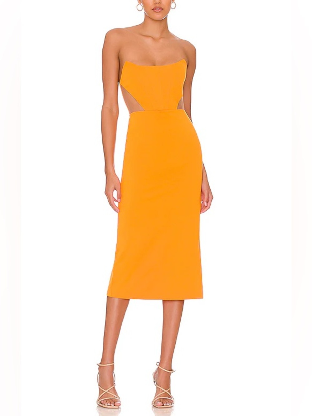 NBD Leighton midi dress in orange NWT Small